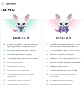 Vip клуб со статусами в казино онлайн Monro