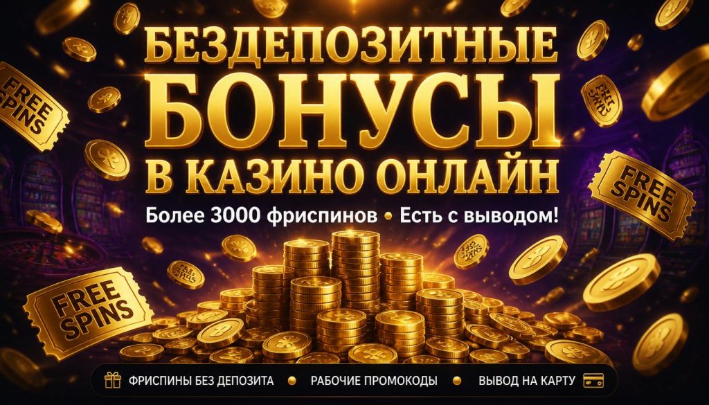 Бездепозитные бонусы в казино онлайн 2026 — более 3000 фриспинов без депозита с выводом на карту