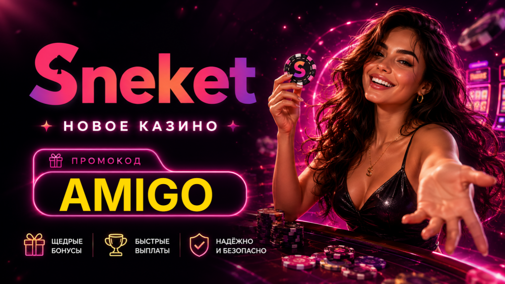 В Sneket казино по промо коду AMIGO доступно 50 фриспинов без депа + дополнительный 1% кешбек